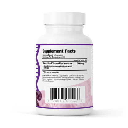 GenuinePurity Liposomal Trans-Resveratrol 500mg | Activates Sirtuins | Vegan, Gluten Free | USA Made | 60 Capsules