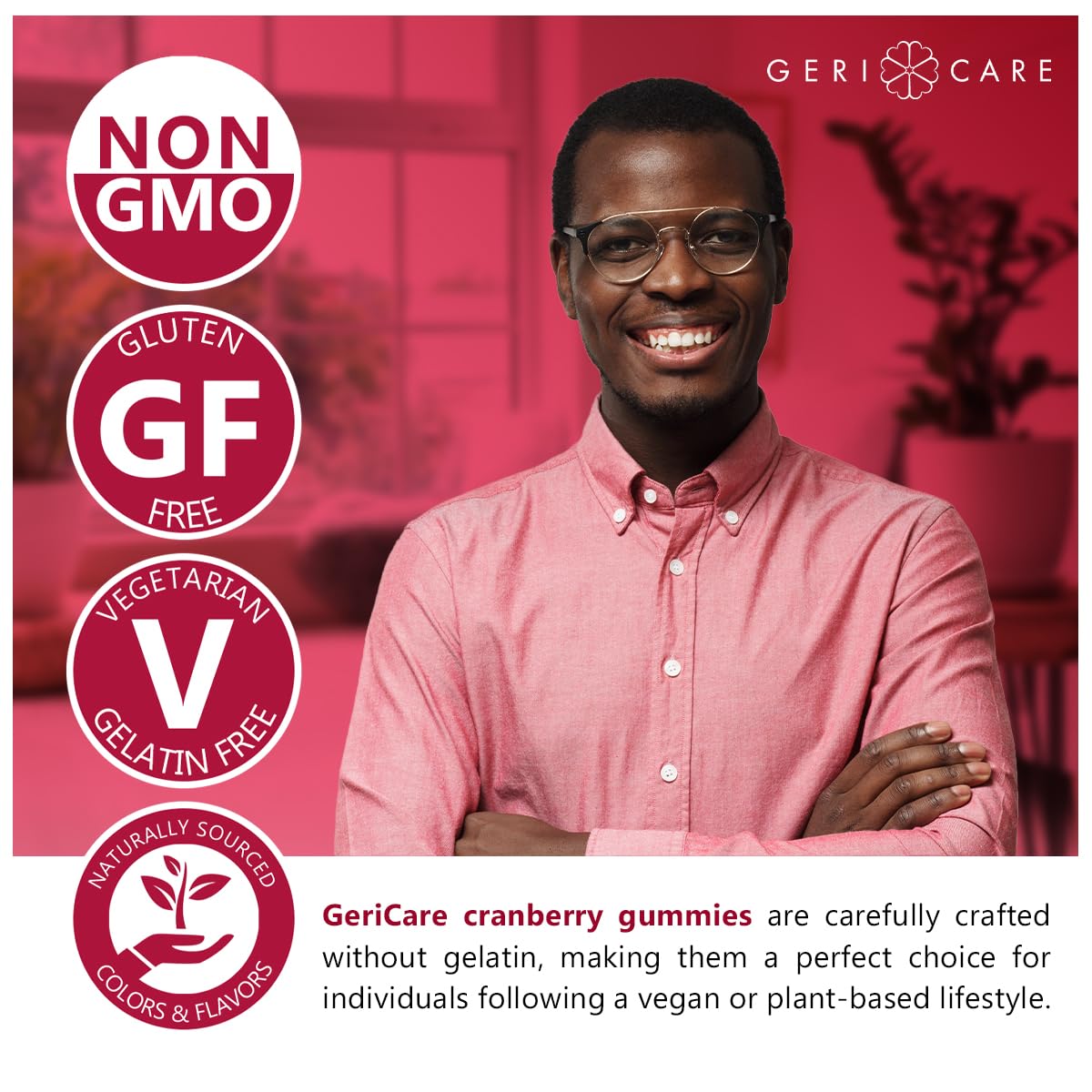 GeriCare Cranberry Gummies – UTI & Bladder Health | Vegan, Gluten-Free (60 Count)