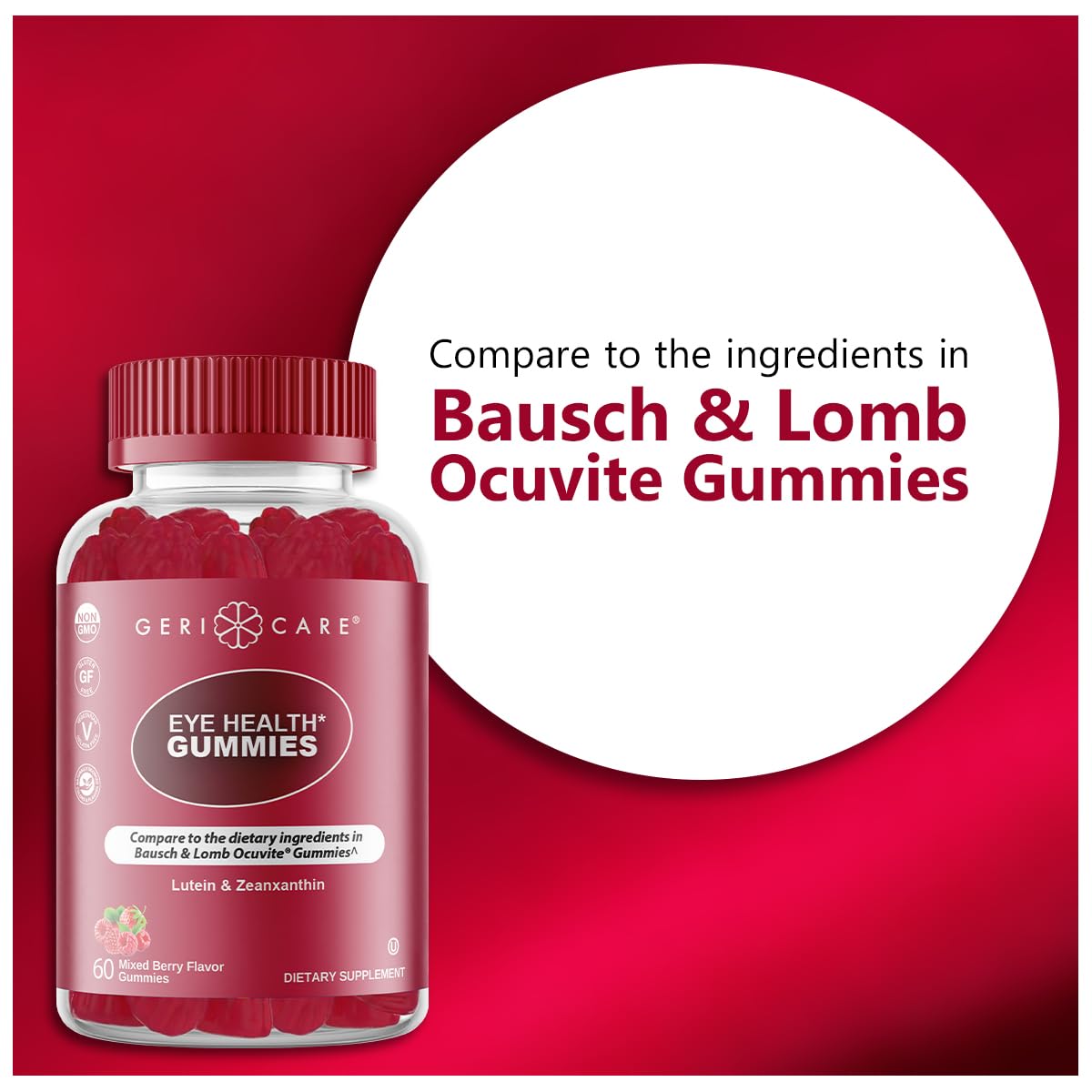 GeriCare Eye Support Gummies – Lutein & Zeaxanthin for Vision Health | Vegan & Gluten-Free