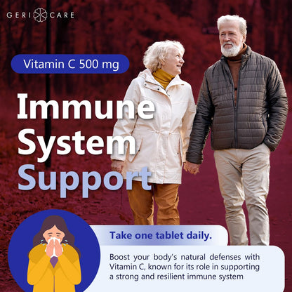 GeriCare Vitamin C 500 mg – Immune Support & Antioxidant Tablets, 100 Count