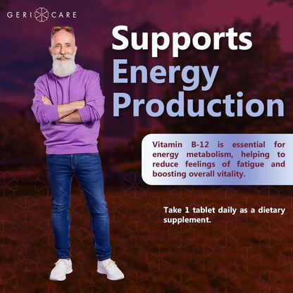 GeriCare Vitamin B-12 1000mcg High Potency Tablets – Energy & Brain Health (130 Count)