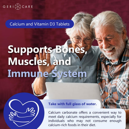GeriCare Calcium 600mg + Vitamin D 400IU Tablets | Bone Health Support