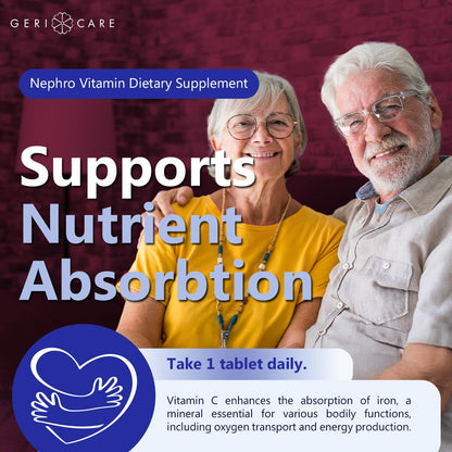 GeriCare Nephro Vitamin C & B Complex Tablets – Kidney Health & Energy (100 Count)