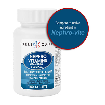 GeriCare Nephro Vitamin C & B Complex Tablets – Kidney Health & Energy (100 Count)