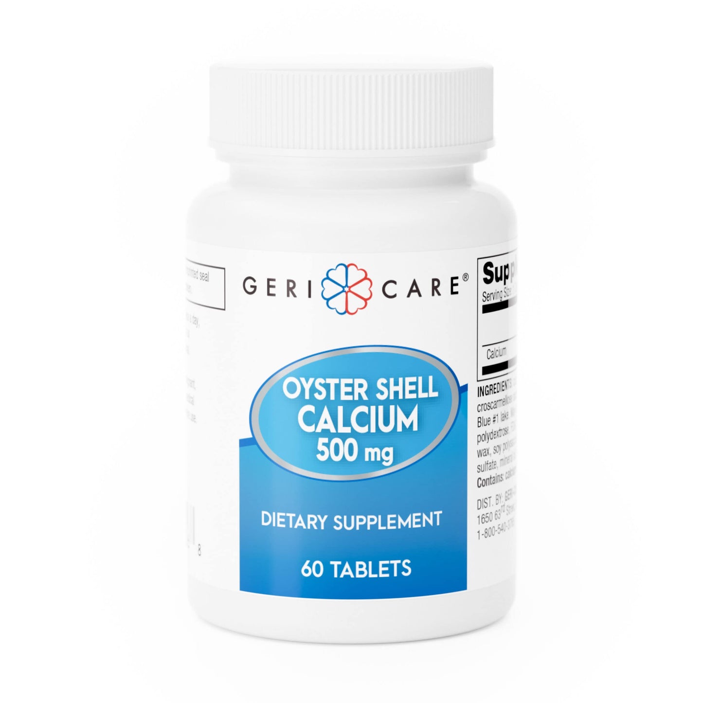 Gericare Oyster Shell Calcium 500 mg – Bone Health Supplement, 60 Count