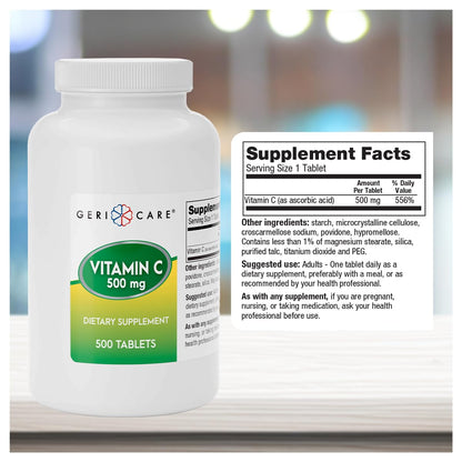 GeriCare Vitamin C 500 mg - Immune Support, Antioxidant (500 Count)