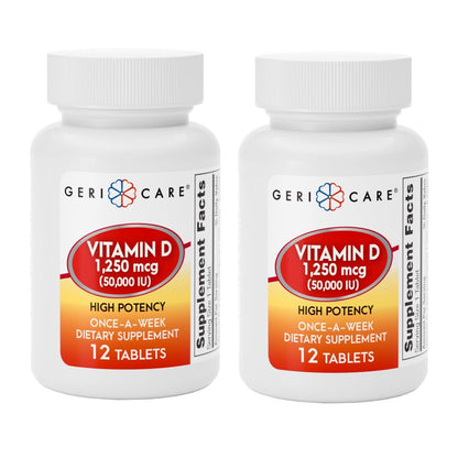 GeriCare Vitamin D 50,000 IU High Potency – Weekly 12 Count (Pack of 2) – Bone, Muscle & Immunity Support