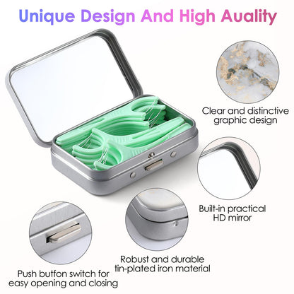Gerkia Dental Floss Case - Portable, Lightweight & Travel Friendly (Light Grey Marble)
