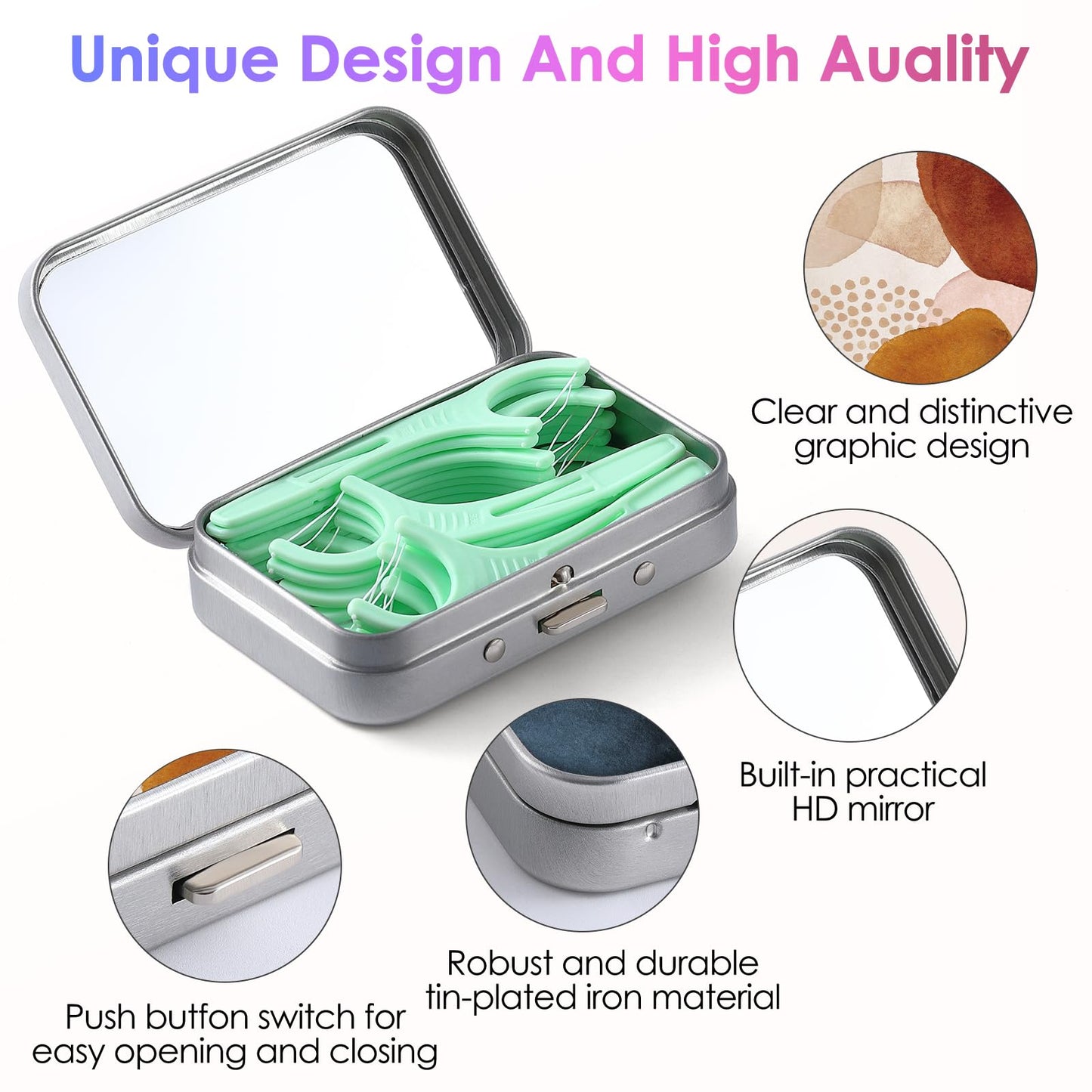 Gerkia Dental Floss Portable Case – Travel Floss Organizer with Bohemian Patches