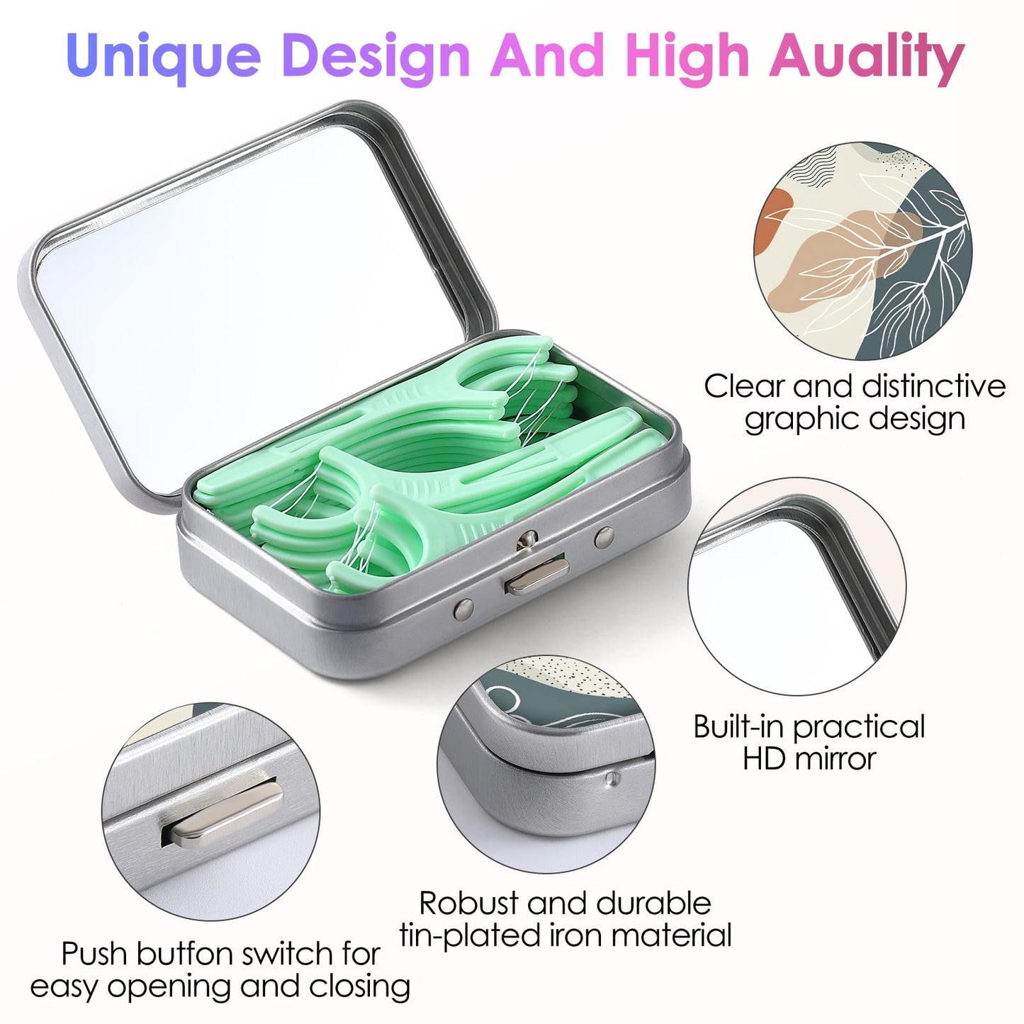 Gerkia Dental Floss Portable Case – Floral 3-Piece Travel Dispenser