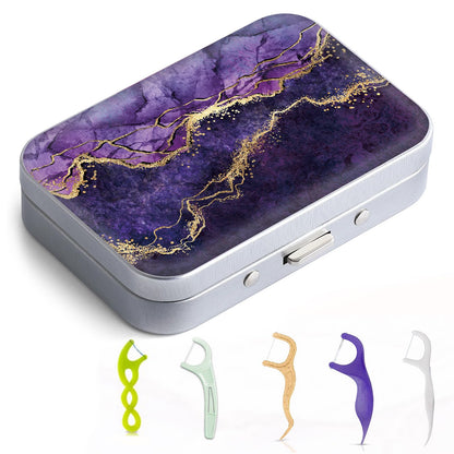 Gerkia Dental Floss Portable Case – Travel-ready Floss Dispenser (Purple Marble)