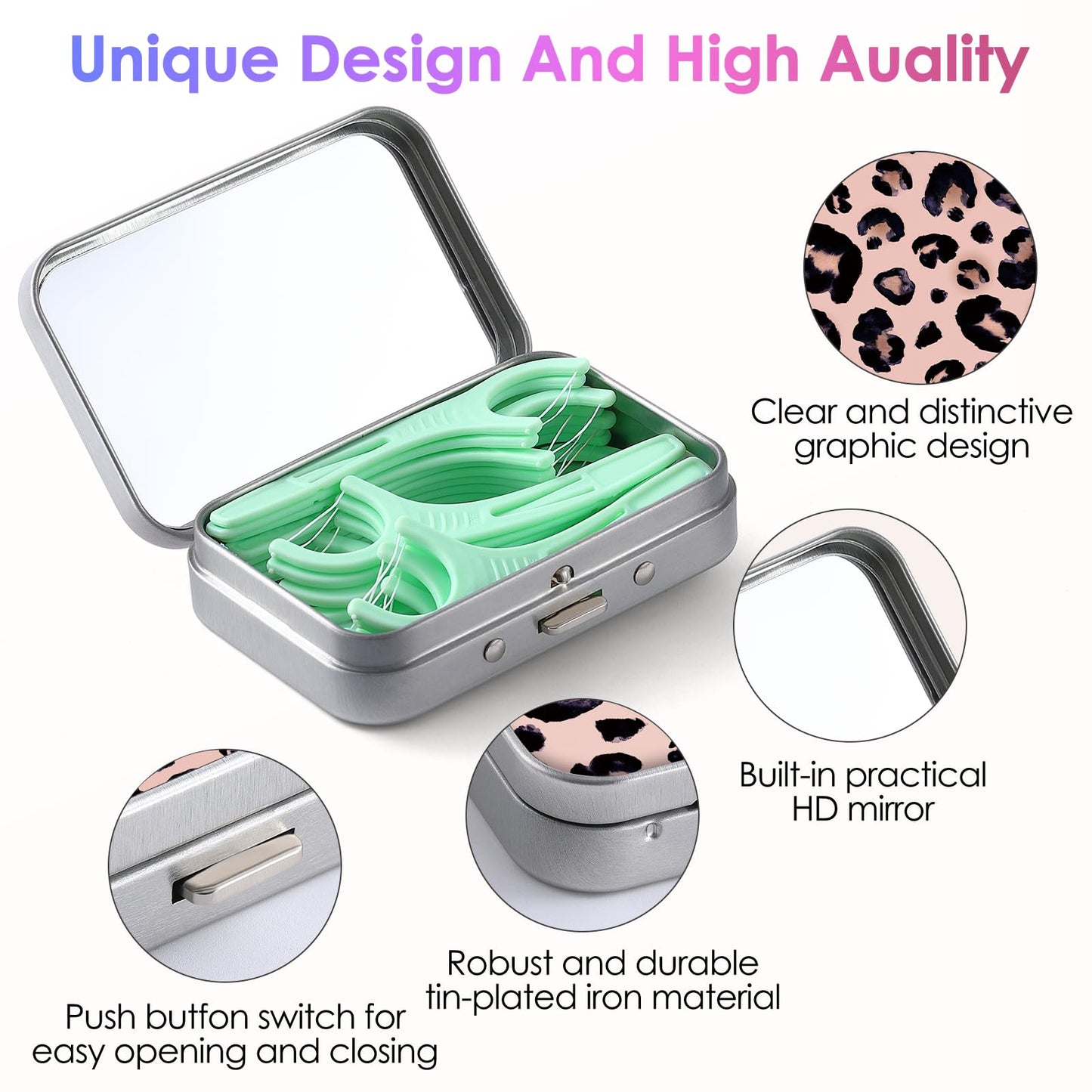 Gerkia Dental Floss Portable Case – Leopard Print, Travel-Ready, Holds 15-20 Floss Picks