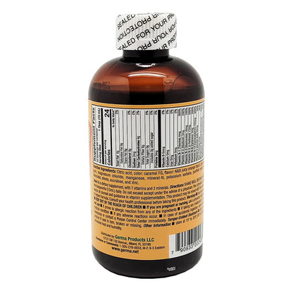 Germa B-Complex Syrup – Sugar Free Orange Flavor, 8 oz | Dietary Supplement for Energy, Bone Health & Growth