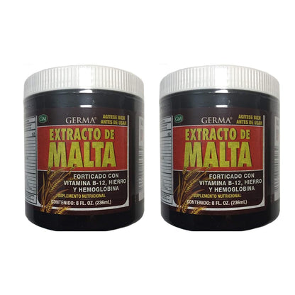 Germa Malt Extract with Vitamins B-12 & Iron - 8 oz 2-Pack