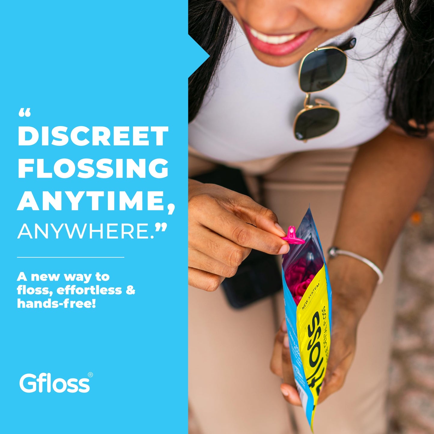 Gfloss Hands-Free Dental Floss – 40 Count | Discreet, Travel-Ready, PFAS-Free