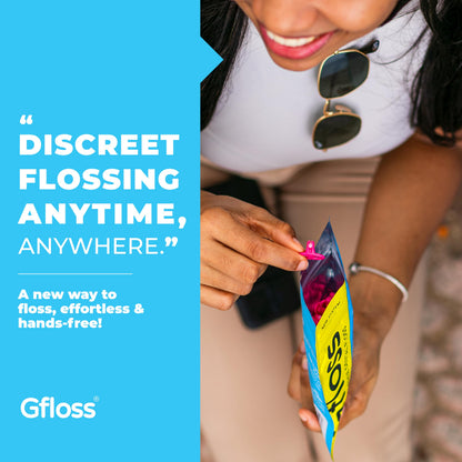 Gfloss Hands-Free Dental Floss – 40 Count | Discreet, Travel-Ready, PFAS-Free