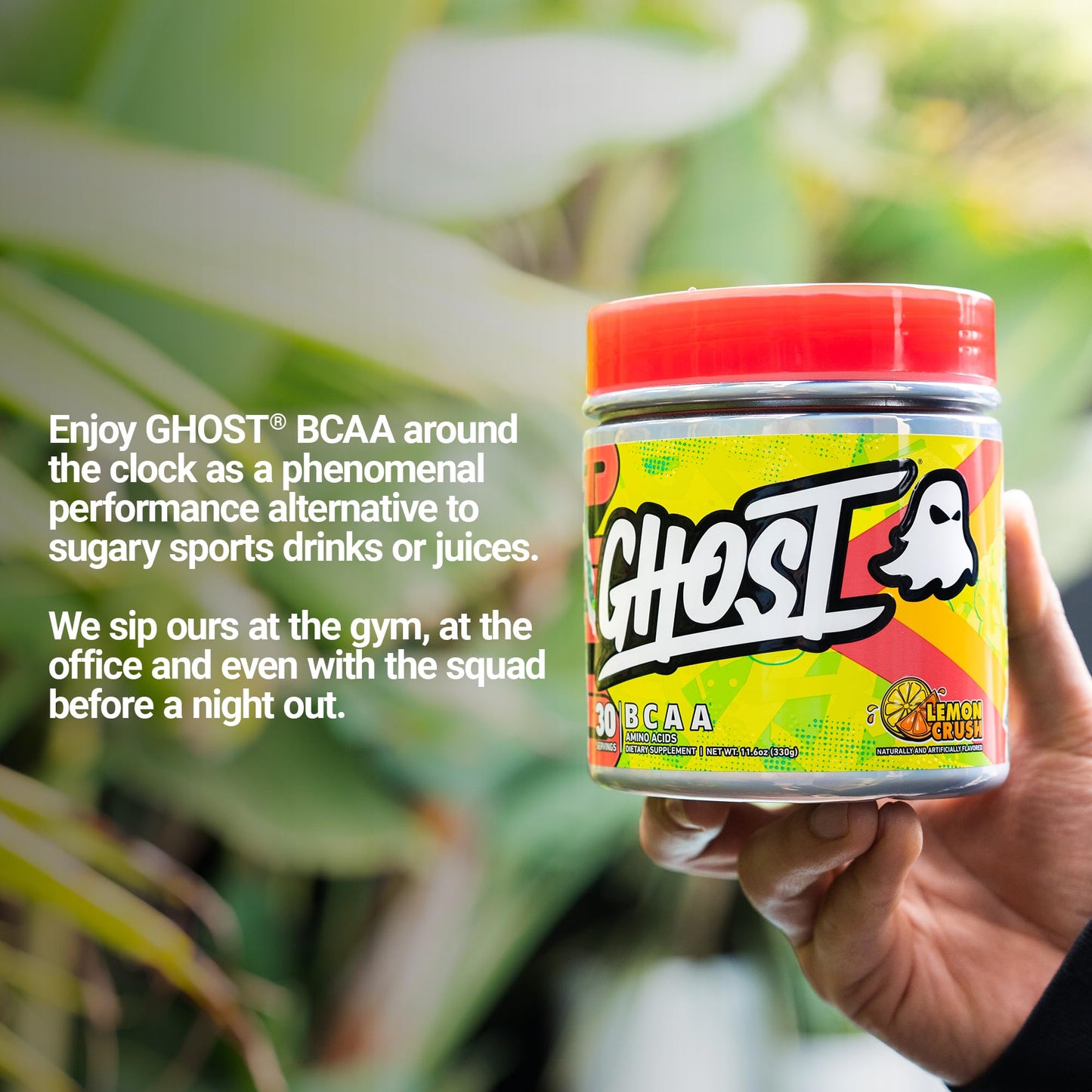 GHOST BCAA Powder Lemon Crush – 7G BCAAs, Sugar-Free, 30 Servings