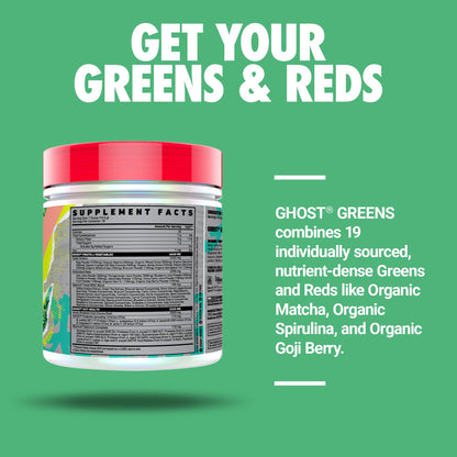 GHOST Greens Powder Guava Berry – 30 Servings | 19 Greens & Reds, Probiotic & Digestive Enzymes, Gluten-Free