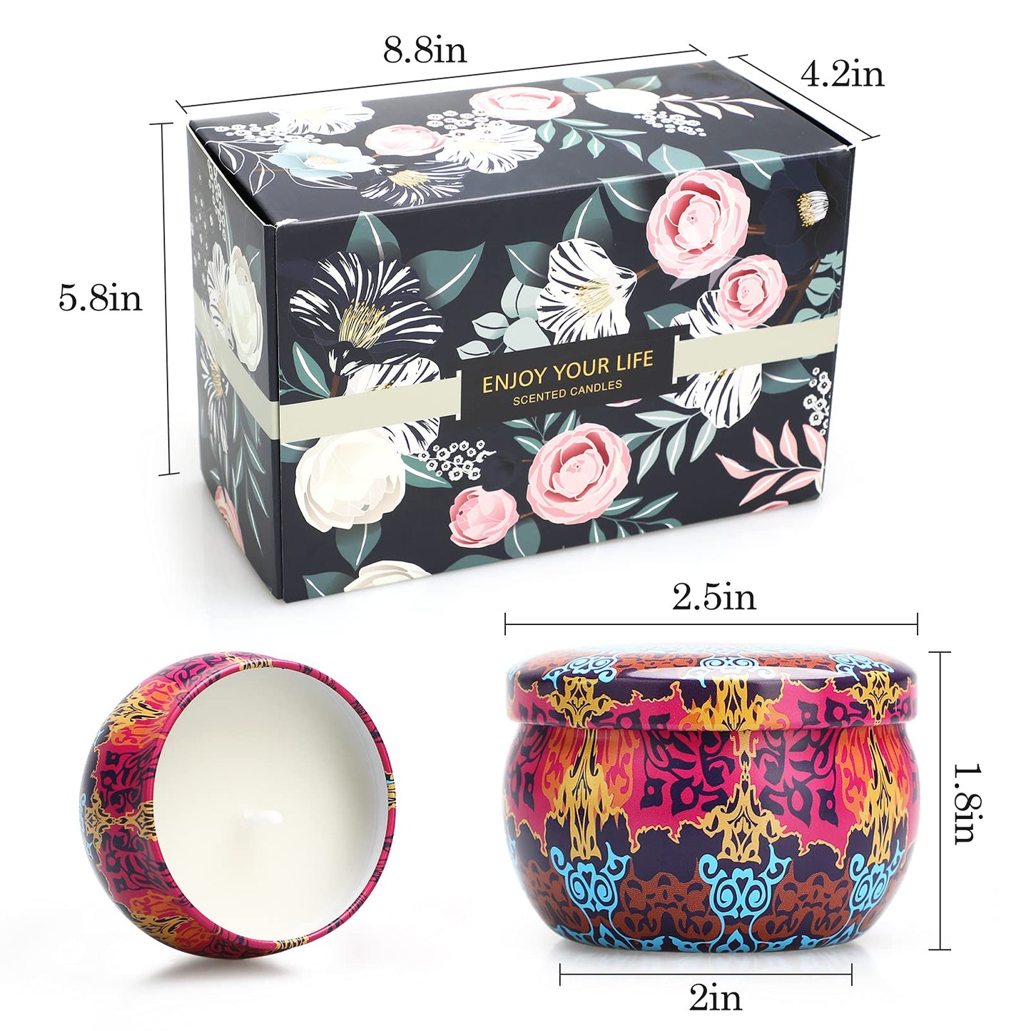 12 Pack Scented Soy Candles - Floral Gift Set for Women | Valentines Day & Mother's Day