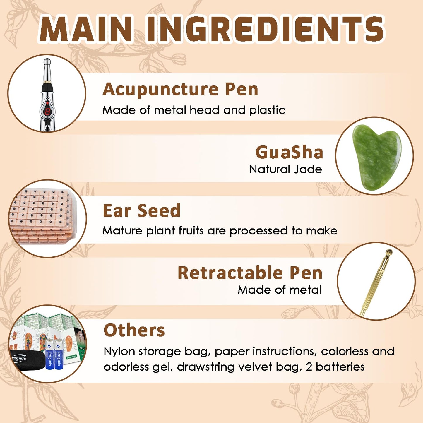 Acupuncture Super Set – 5-Head Pen, Gua Sha, Ear Seeds & Accessories