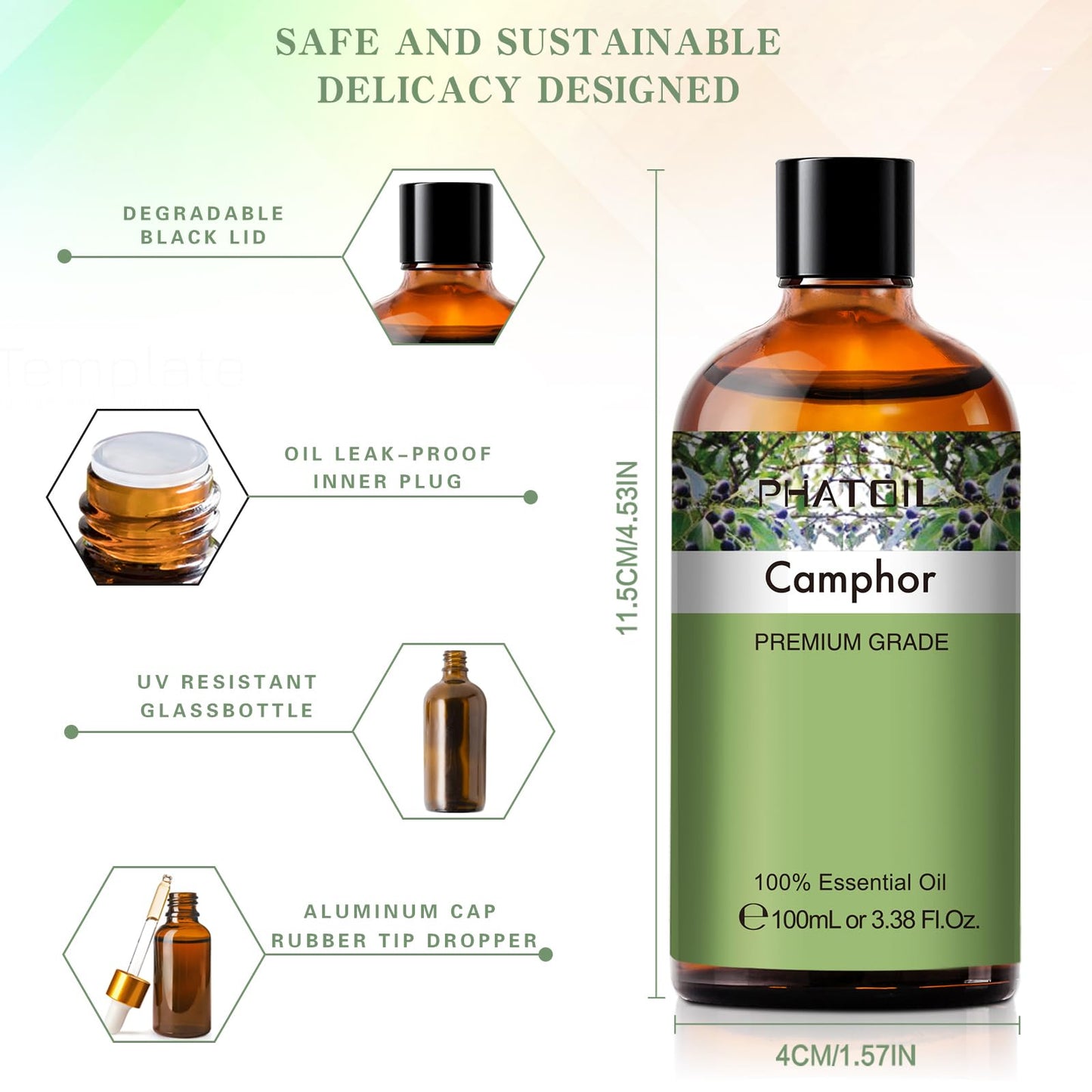 Camphor Essential Oil 100ml | PHATOIL Aromatherapy for Diffusers, DIY Candles & Soaps