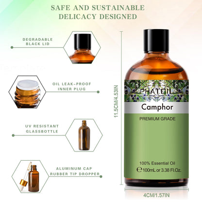 Camphor Essential Oil 100ml | PHATOIL Aromatherapy for Diffusers, DIY Candles & Soaps