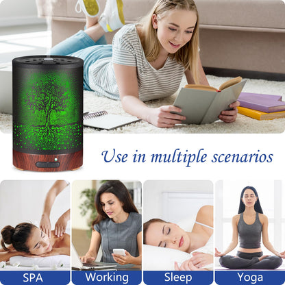 Essential Oil Diffuser - Aromatherapy Diffuser with 7 Color Lights, Auto-Off | Metal Cool Mist Humidifier for Home & Office