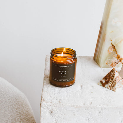 Calyan Wax Co. Aspen & Fog Candle – 7.2oz, 57 Hour Burn, Non-Toxic Soy