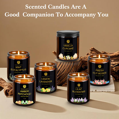 Scented Candles Set for Home - 6 Pack Soy Wax Aromatherapy (Lemon Lavender) | Up to 300 Hours