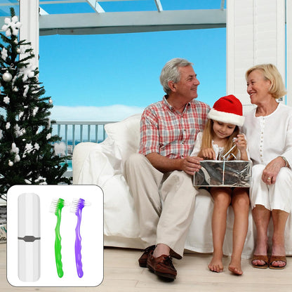 2-Piece Denture Cleaning Brush Set | Multi-Layered Bristles, Ergonomic Handle