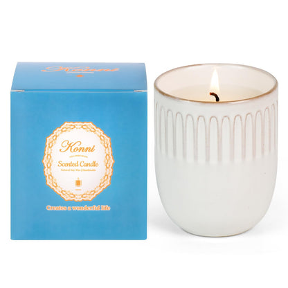 9oz White Soy Scented Candle – Lavender Aromatherapy Jar, Ceramic Cup 7 (Non-Toxic Gift)
