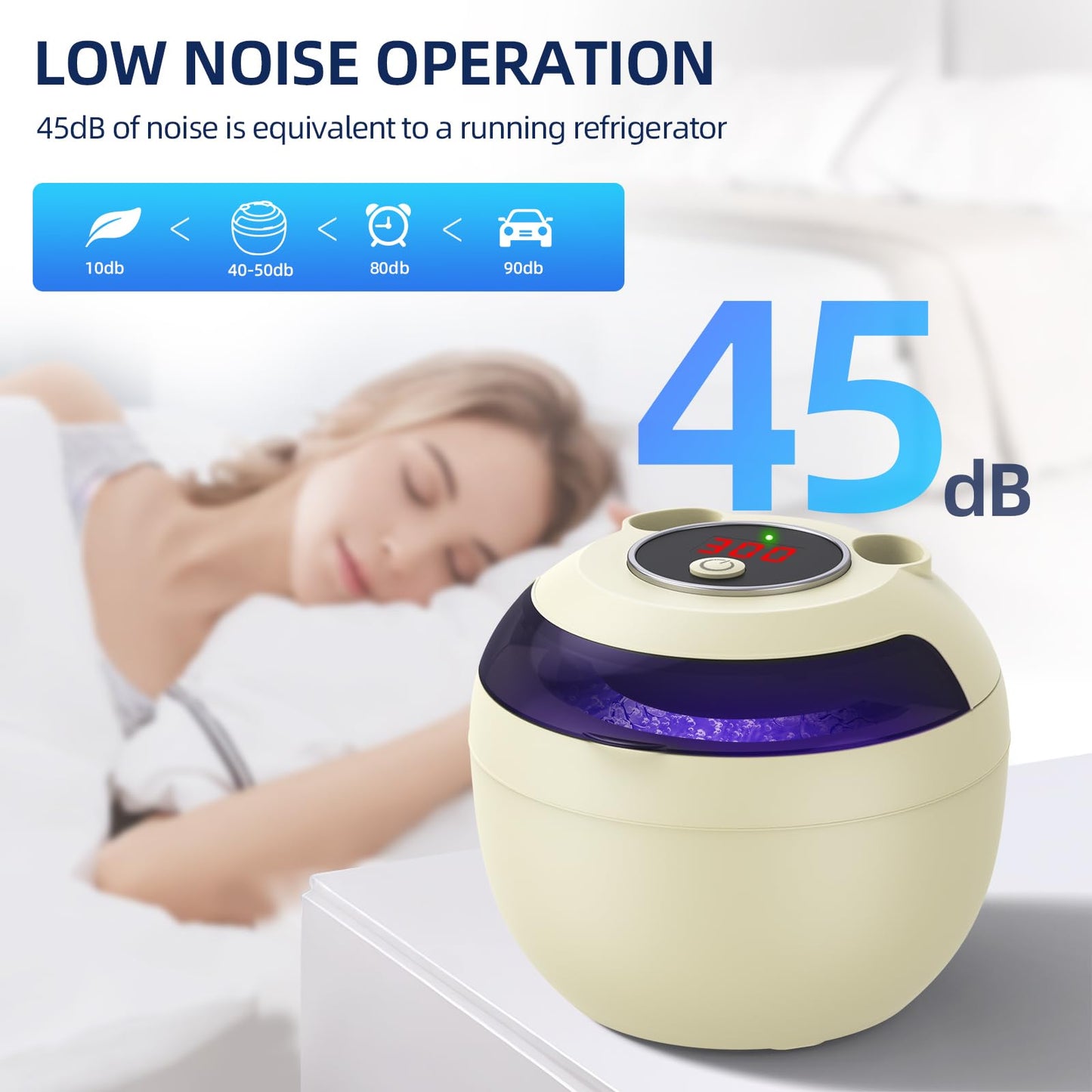Ultrasonic Retainer Cleaner 200ml, 45kHz, 4 Modes, Light Yellow