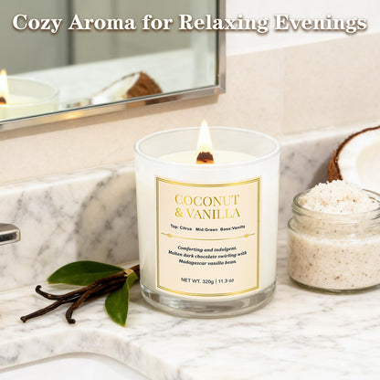 2 Pack Wood Wick Coconut & Vanilla Candle Gift Set | Soy Wax Candles