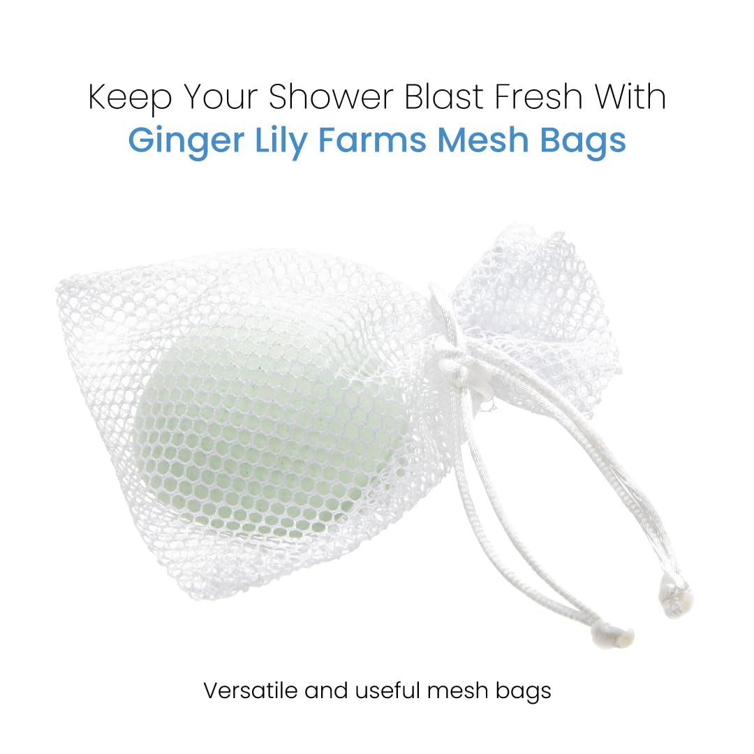 Ginger Lily Farms Botanicals Shower Blast Mesh Bag – 12 Pack (White)