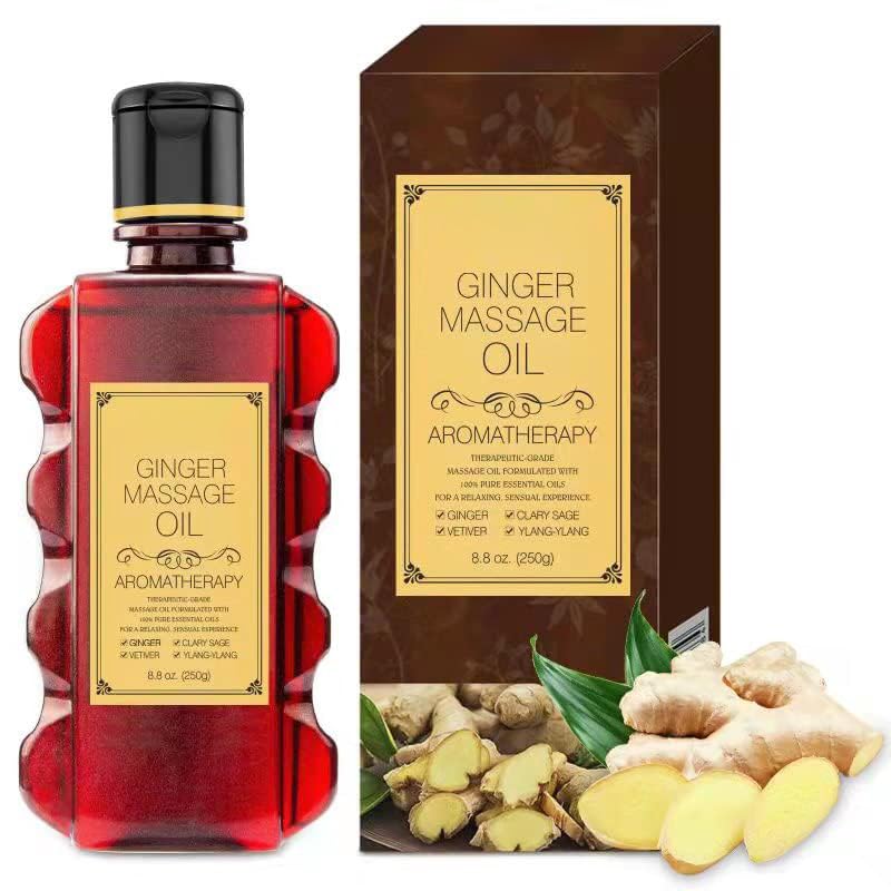 Ginger Massage Oil for Relaxing Muscles – Body & Skin Moisturizing, 8.8 oz