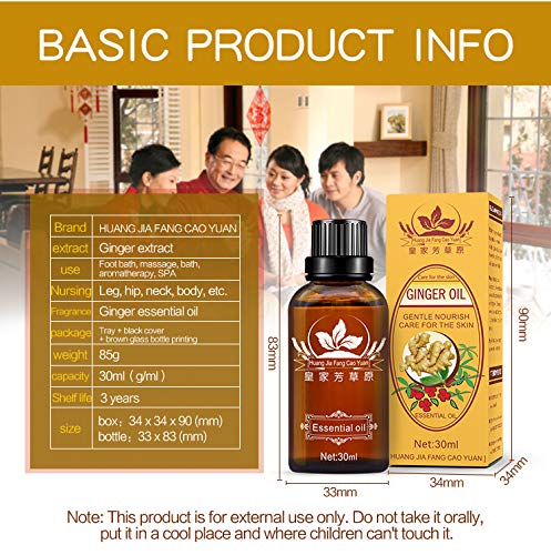 3 Pack Lymphatic Drainage Ginger Oil – Ginger Massage Oil to Promote Blood Circulation, Suitable for Body Massage