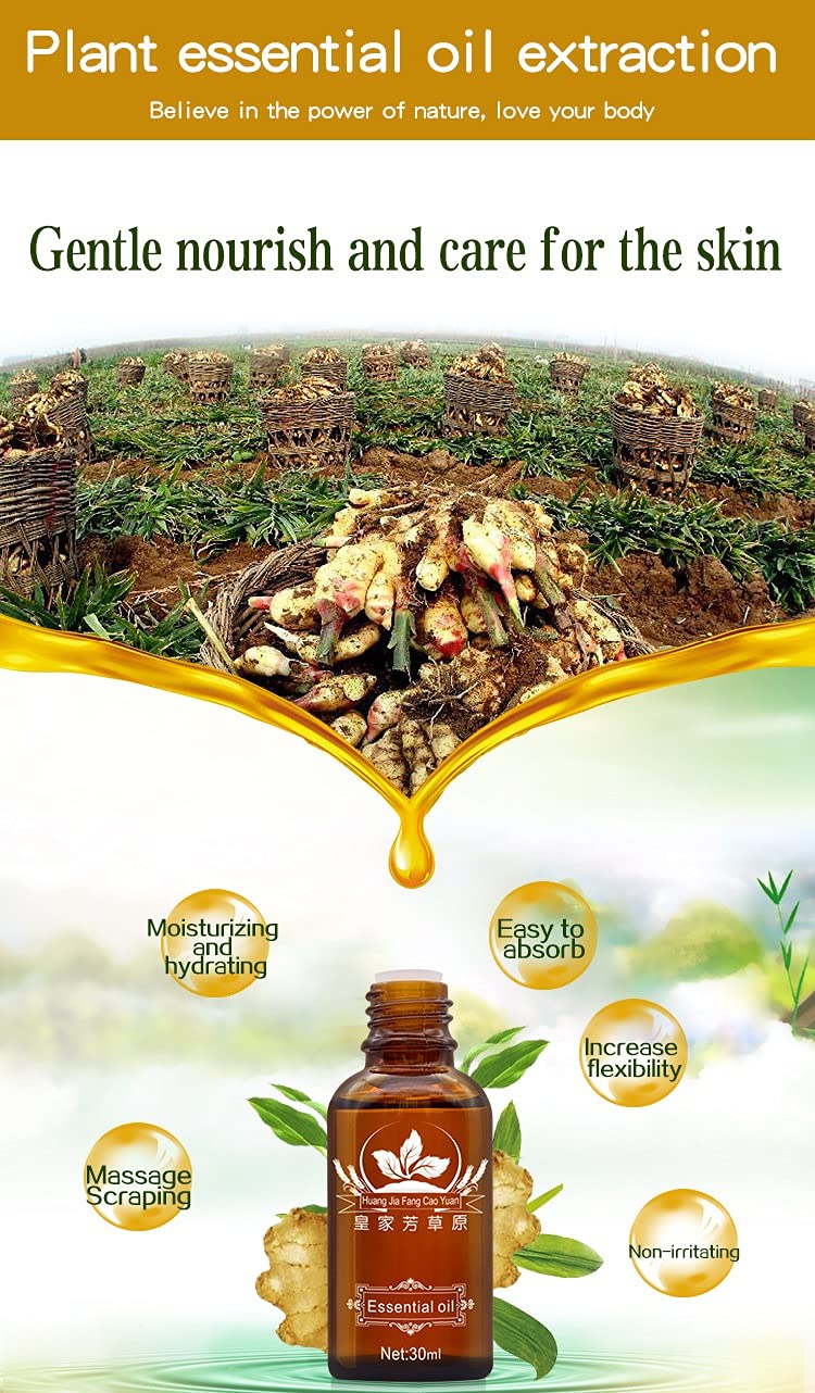 3-Pack Ginger Oil for Lymphatic Drainage – Promote Blood Circulation & Metabolism | SPA Massage Oil