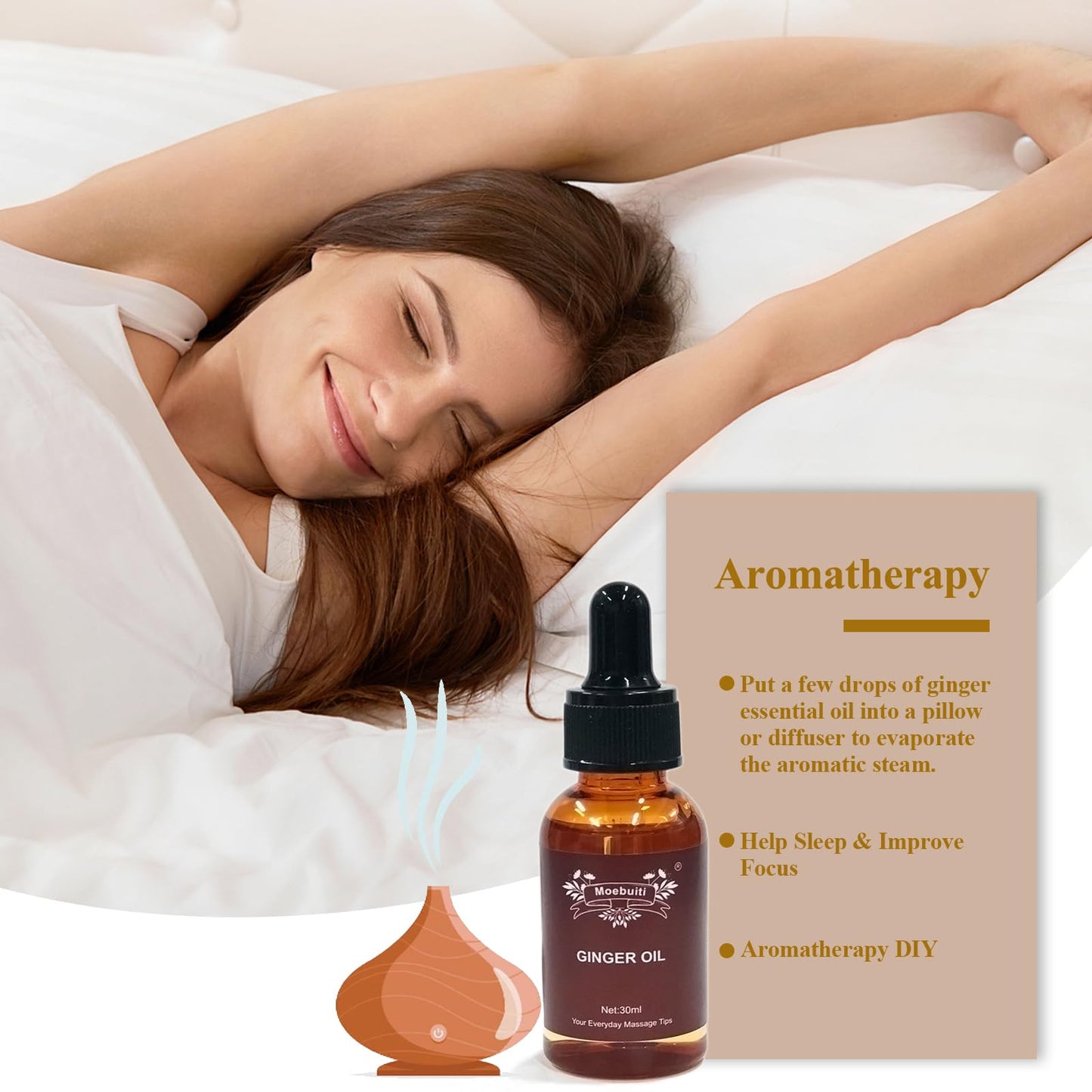 Ginger Oil – Pure Ginger Essential Oil (30ml x5) for Massage & Lymphatic Drainage