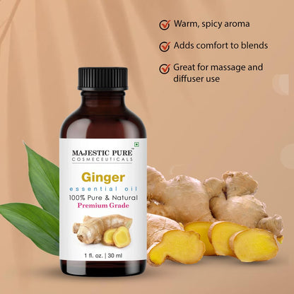 Majestic Pure Ginger Essential Oil - 1 Fl Oz | 100% Pure & Natural