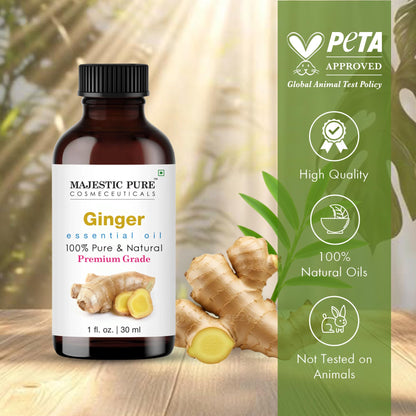 Majestic Pure Ginger Essential Oil - 1 Fl Oz | 100% Pure & Natural