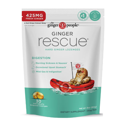 Ginger Rescue Digestive Wellness Lozenges (Regular Strength) 425mg – 30 Count
