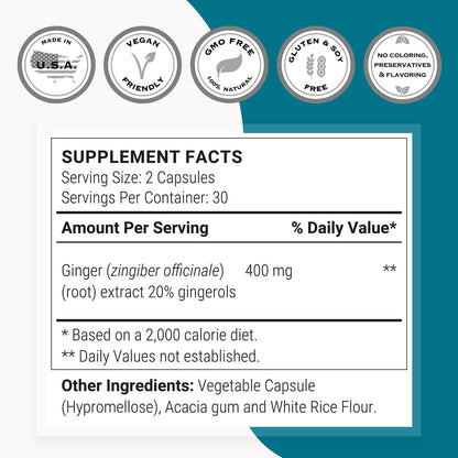 Supersmart Gingerols 400mg Daily – High Potency 20% Gingerols | Non-GMO & Gluten Free