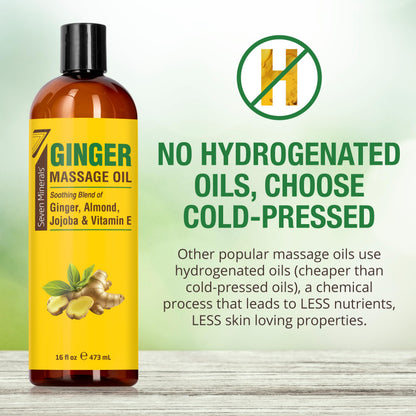 Seven Minerals Ginger Massage Oil for Lymphatic Drainage – 16 oz – Therapeutic Grade Essential Oils