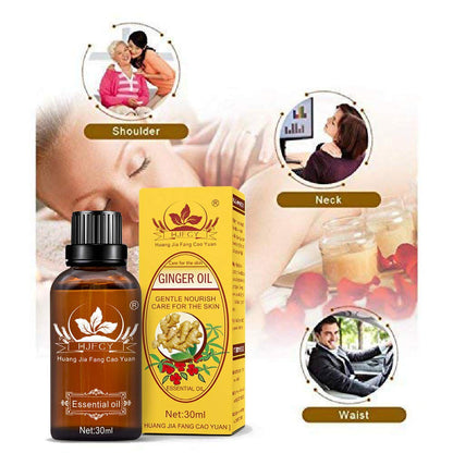 3 Pack Ginger Lymphatic Drainage Massage Oil – Boost Circulation & Metabolism (90ml)