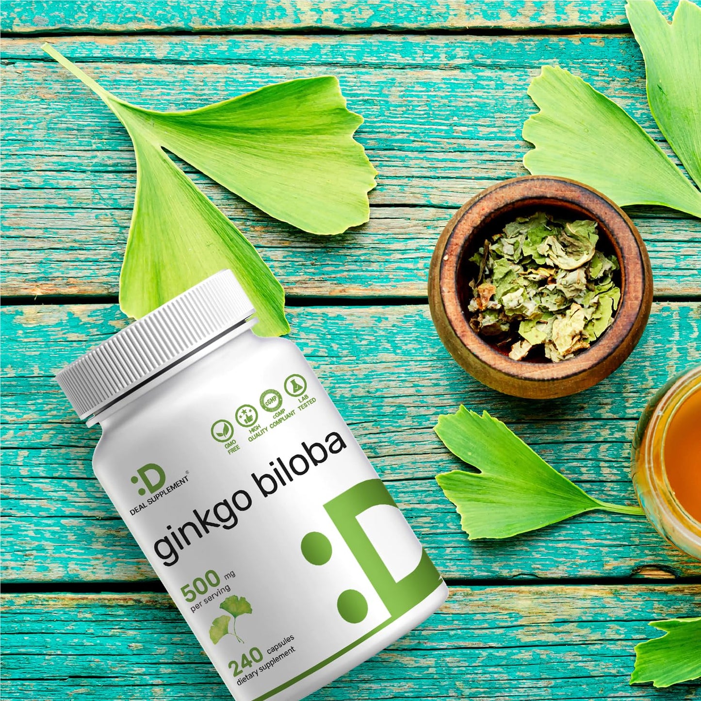 Ginkgo Biloba 500mg – 240 Capsules (4-Month Supply) – Extra Strength Brain Support