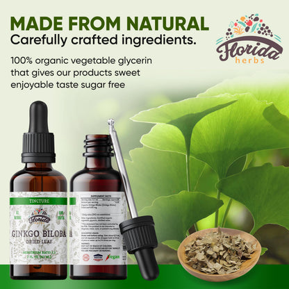 Ginkgo Biloba Tincture - Organic Ginkgo Biloba Extract (2 oz) | Florida Herbs