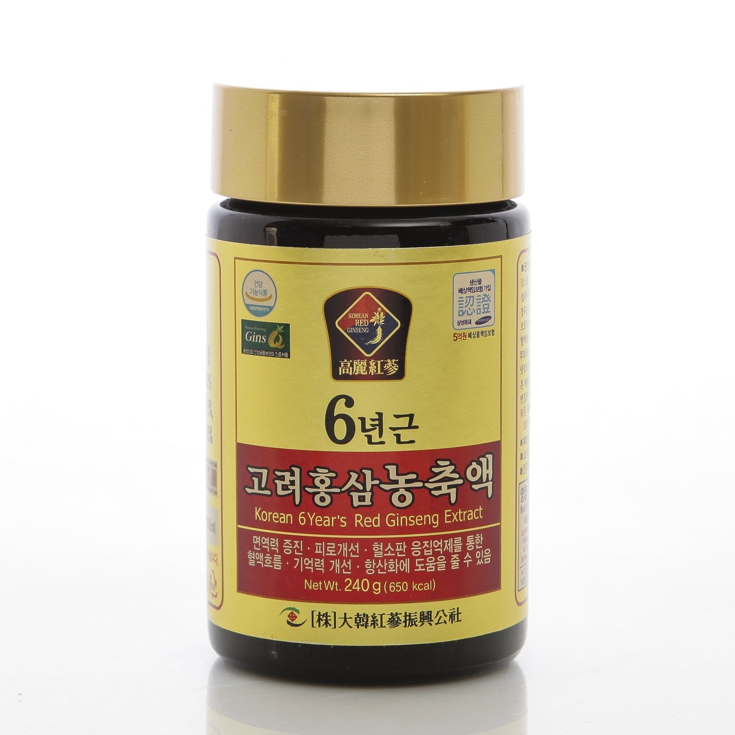240g Pure Korean 6-Year Red Ginseng Extract – 100% Ginseng, Saponin, Panax