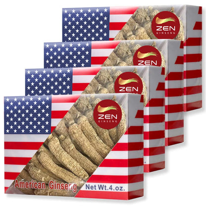 4 Boxes Hand-Selected American Ginseng Root (4oz/Box) – Panax Ginseng, 16 oz Pack