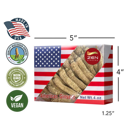 4 Boxes Hand-Selected American Ginseng Root (4oz/Box) – Panax Ginseng, 16 oz Pack