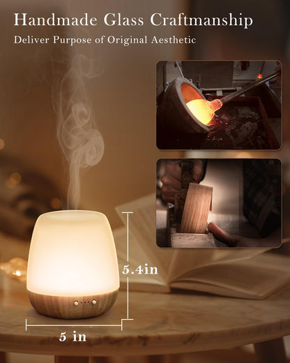 Glass Essential Oil Diffuser 180ml – Ultrasonic, Auto-Off, 7 Mood Lights